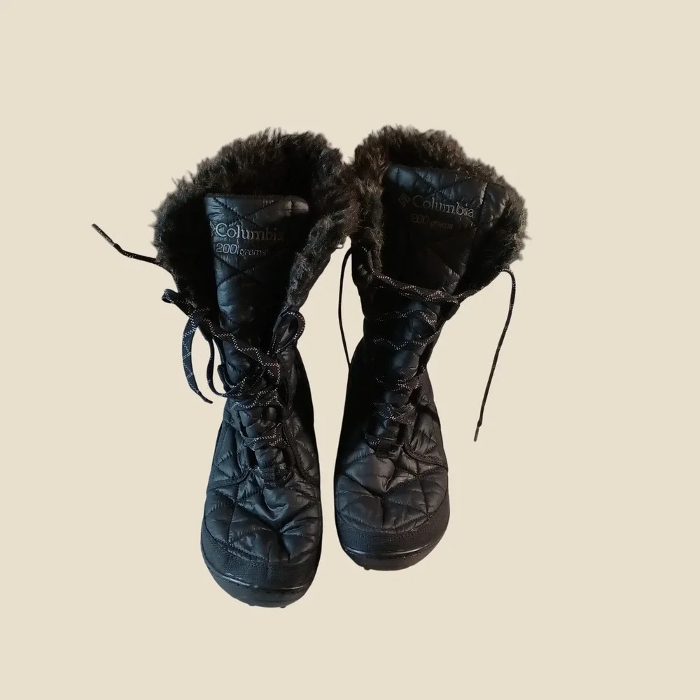 Columbia Minx Mid II Omni-Heat Black Waterproof Winter Boots YL5164-010 Womens 8